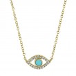 0.06Ct Diamond & 0.07Ct Composite Turquoise 14K Yellow Gold Eye Necklace