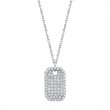 A Lady'S 14K White Dog Tag Necklace Set With Diamonds Weighing .90 Carat Total.