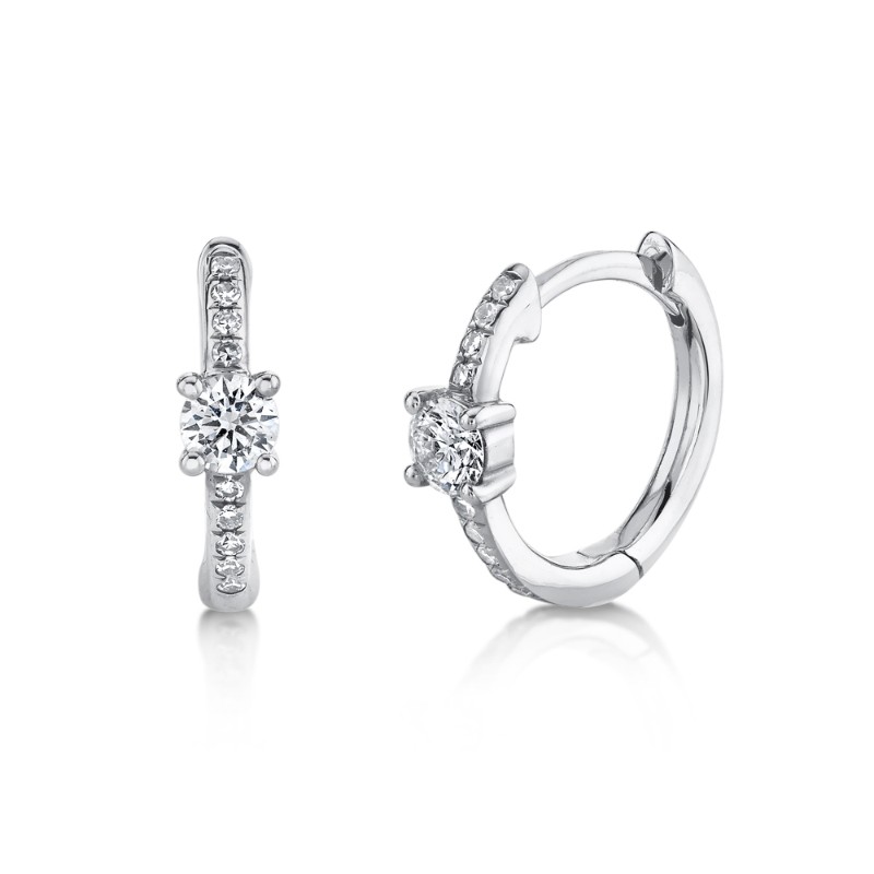 0.25Ct 14K White Gold Diamond Huggie Earrings