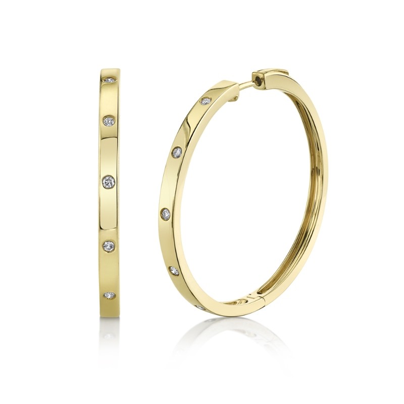 0.19Ct 14K Yellow Gold Diamond Hoop Earrings