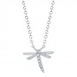 0.03Ct 14K White Gold Diamond Dragonfly Matte Necklace