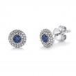 0.20Ct Diamond & 0.24Ct Blue Sapphire Stud Earrings