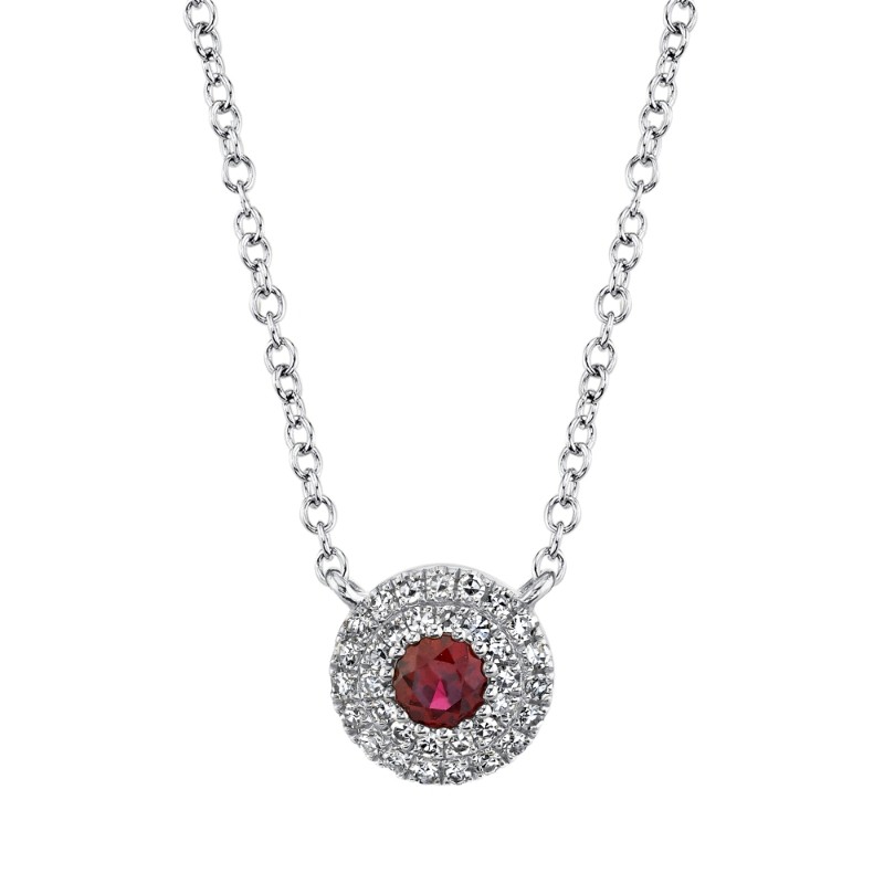 0.10Ct Diamond & 0.14Ct Ruby Necklace