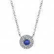 0.10Ct Diamond & 0.12Ct Blue Sapphire 14K White Gold Necklace
