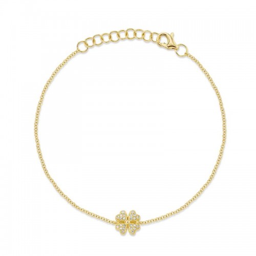 0.05Ct 14K Yellow Gold Diamond Clover Bracelet