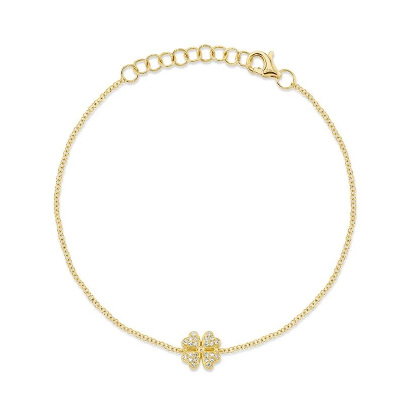 0.05Ct 14K Yellow Gold Diamond Clover Bracelet