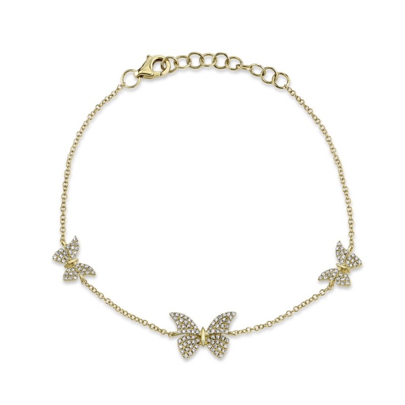 0.30Ct 14K Yellow Gold Diamond Butterfly Bracelet