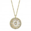 0.25Ct Diamond & 1.73Ct Mother Of Pearl 14K Yellow Gold Circle Necklace