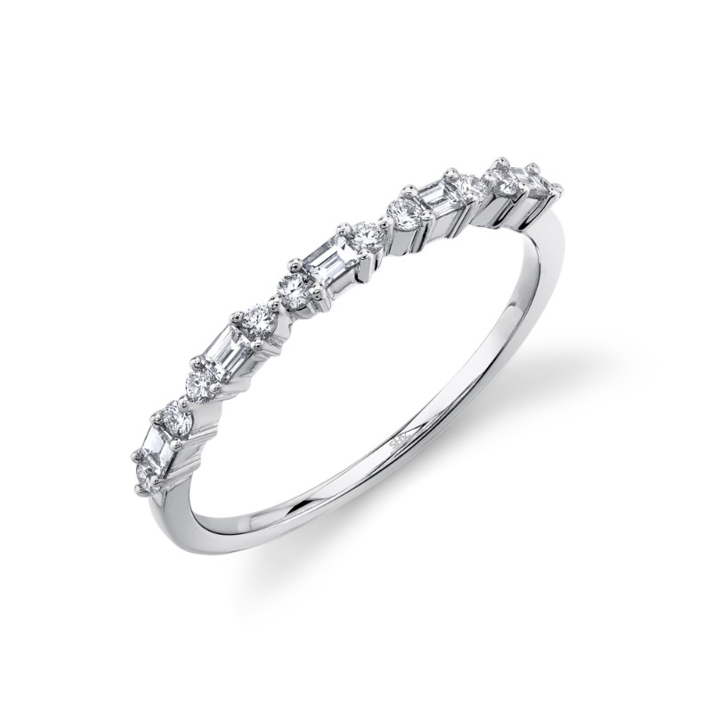 0.25Ct 14K White Gold Diamond Baguette Band
