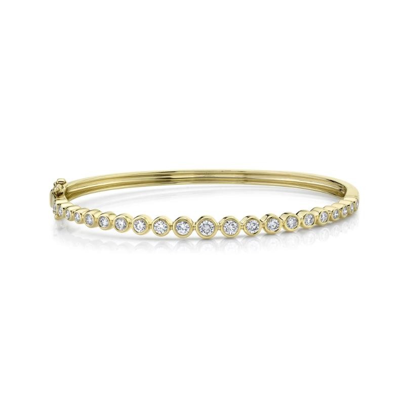 1.07Ct 14K Yellow Gold Diamond Bezel Bangle