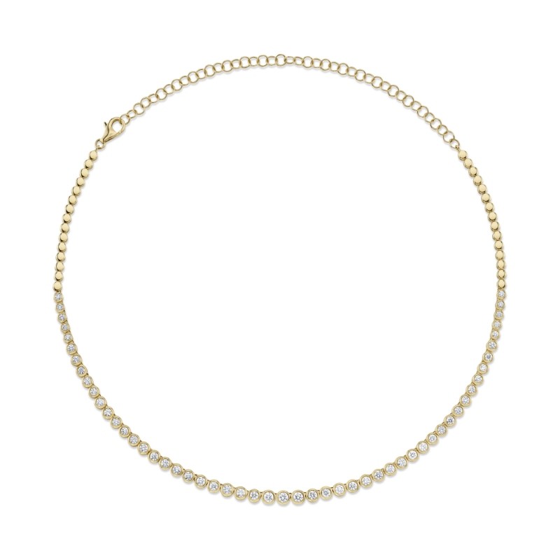 3.53Ct 14K Yellow Gold Diamond Bezel Tennis Necklace