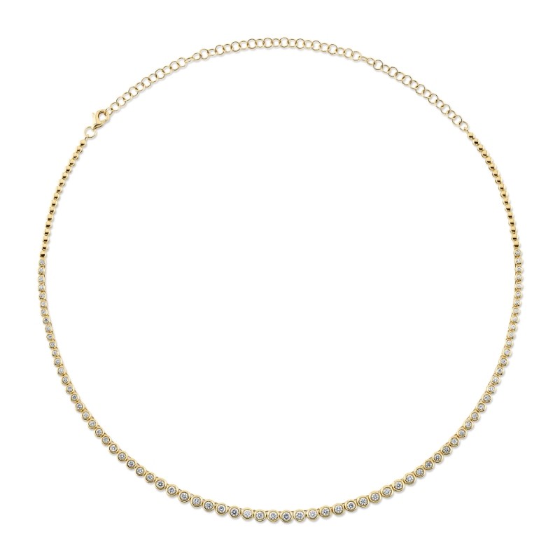 2.00Ct 14K Yellow Gold Diamond Bezel Tennis Necklace