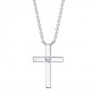0.03Ct 14K White Gold Diamond Bezel Cross Necklace