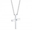 0.03Ct 14K White Gold Diamond Bezel Cross Necklace