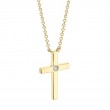 0.03Ct 14K Yellow Gold Diamond Bezel Cross Necklace