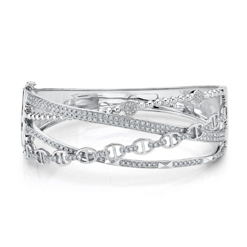 1.62Ct 14K White Gold Diamond Bangle