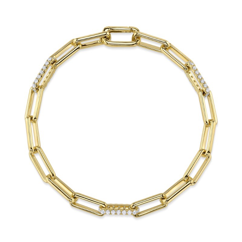 0.74Ct 14K Yellow Gold Diamond Paper Clip Link Bracelet