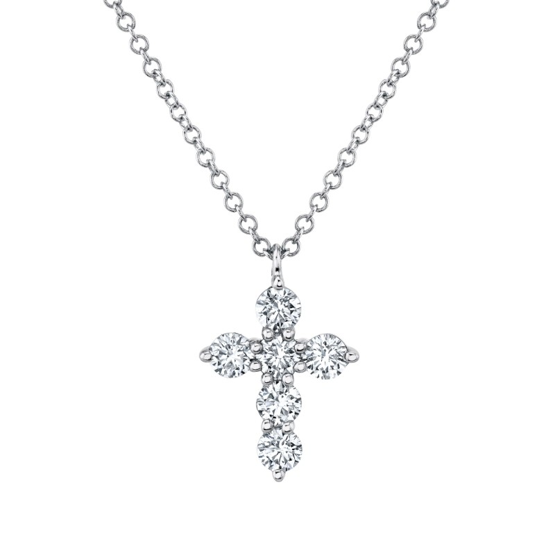 0.50Ct 14K White Gold Diamond Cross Necklace