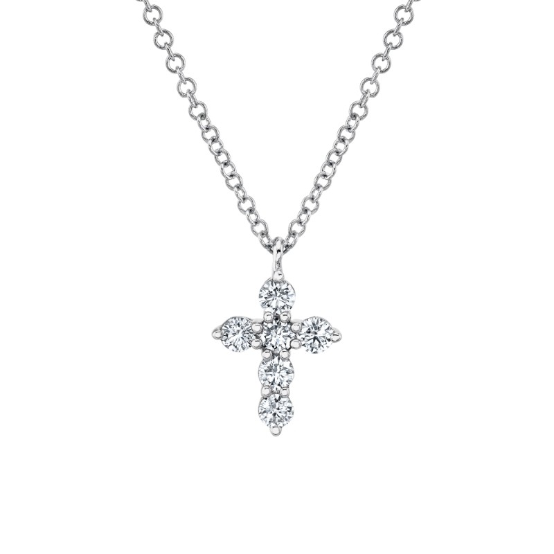 0.25Ct 14K White Gold Diamond Cross Necklace