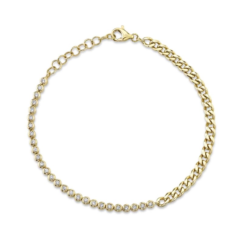 0.28Ct 14K Yellow Gold Diamond Bezel Link Bracelet