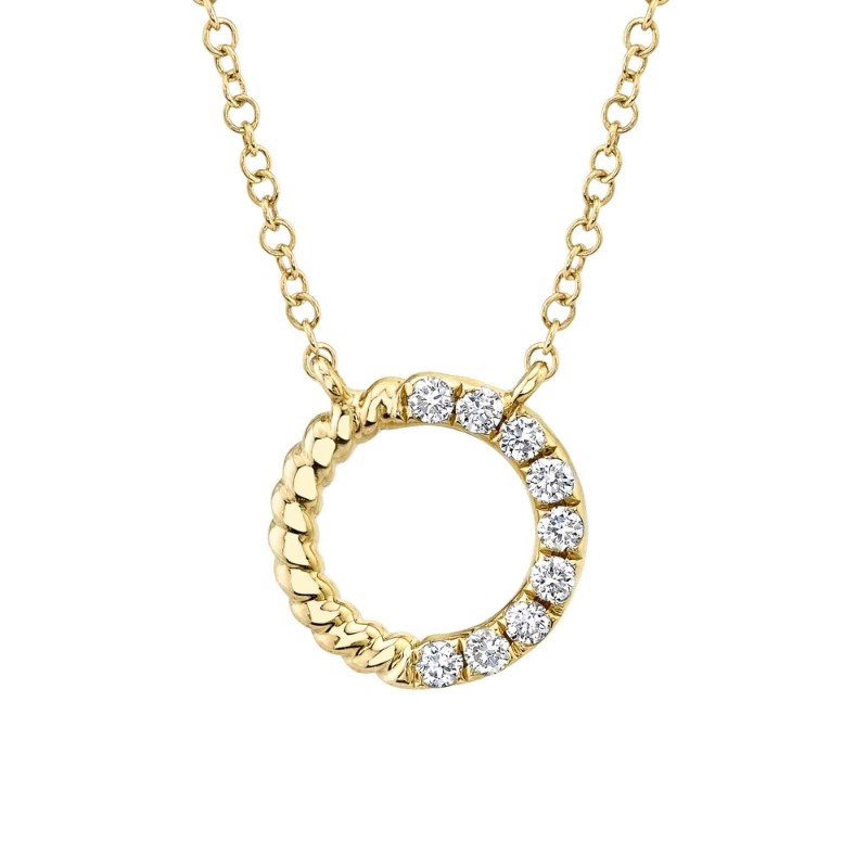 0.12Ct 14K Yellow Gold Diamond Circle Necklace