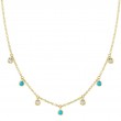 0.11Ct Diamond & 0.11Ct Composite Turquoise 14K Yellow Gold Necklace