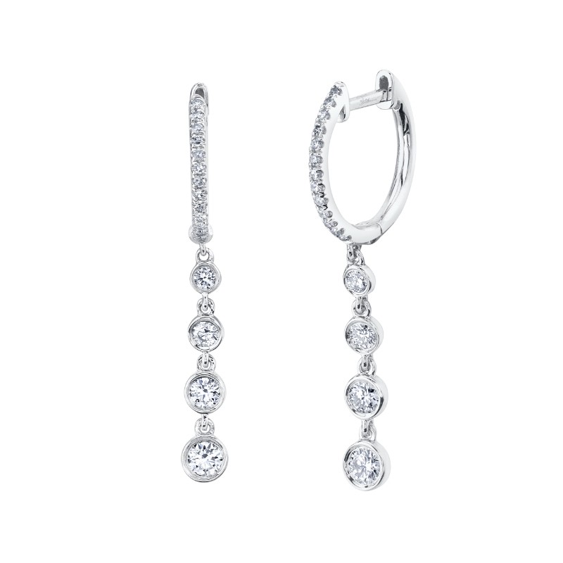 0.45Ct 14K White Gold Diamond Bezel Earrings