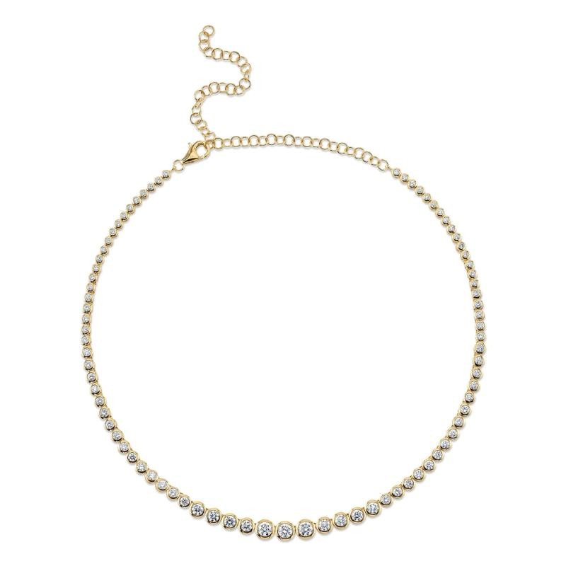 5.70Ct 14K Yellow Gold Diamond Bezel Tennis Necklace