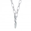 0.50Ct 14K White Gold Diamond Pave Heart Paper Clip Link Necklace