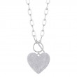 1.99Ct 14K White Gold Diamond Pave Heart Paper Clip Link Necklace