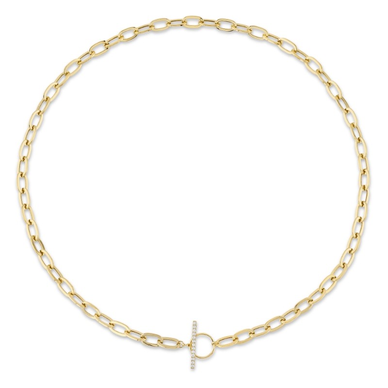 14K Yellow Gold 0.13Ctw Diamond Paperclip Link Necklace