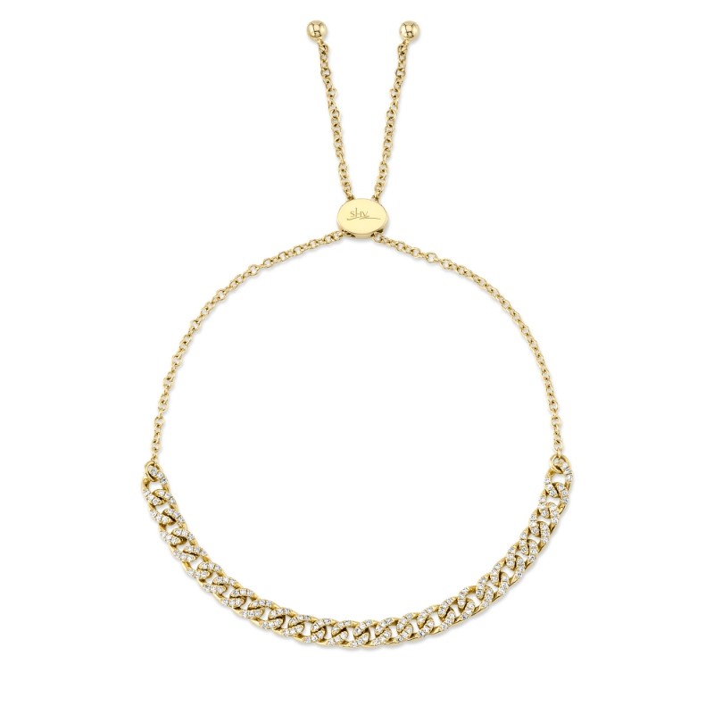 0.36Ct 14K Yellow Gold Diamond Link Bolo Bracelet