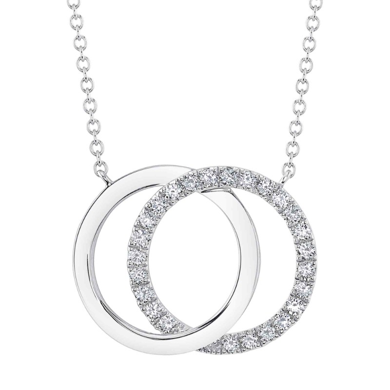 0.31Ct 14K White Gold Diamond Love Knot Circle Necklace