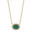0.05Ct Diamond & 0.33Ct Opal 14K Yellow Gold Necklace
