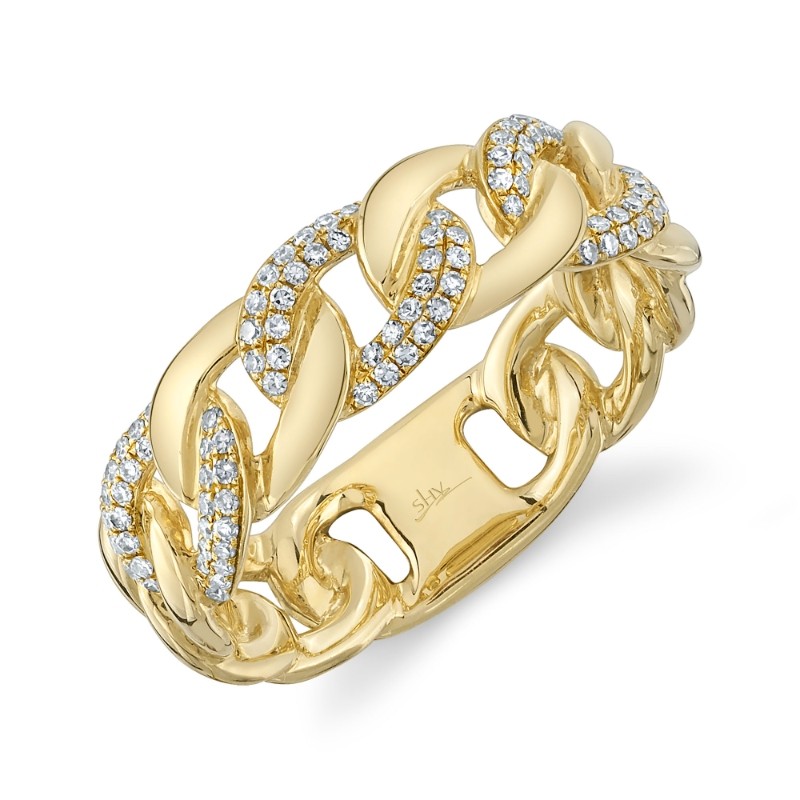 0.21Ct 14K Yellow Gold Diamond Link Ring