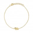 0.02Ct 14K Yellow Gold Black & White Diamond Elephant Bracelet