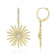 1.10Ct 14K Yellow Gold Diamond Flower Matte Earrings