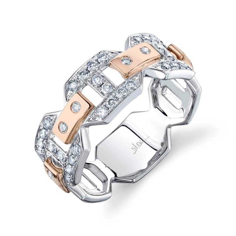 0.65Ct 14K Two Tone White And Rose Gold Diamond Men's Ring