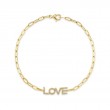 0.12Ct 14K Yellow Gold Diamond Love Paper Clip Link Bracelet