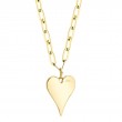 0.21Ct 14K Yellow Gold Diamond Pave Heart Paper Clip Link Necklace