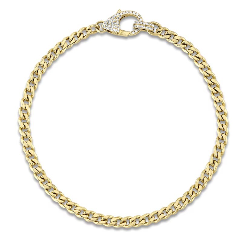 14K Yellow Gold And Diamond Link Bracelet