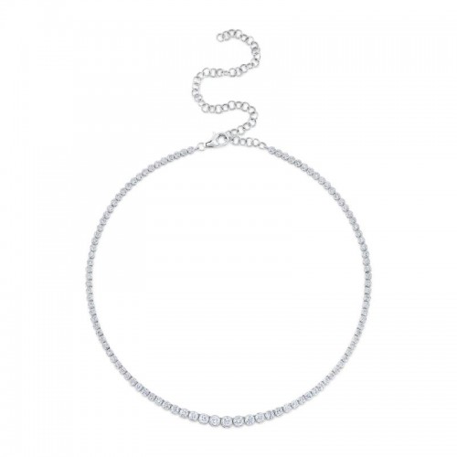 4.73Ct 14K White Gold Diamond Crown Setting Tennis Necklace