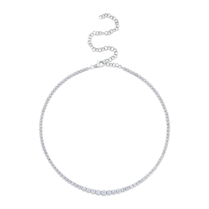 4.73Ct 14K White Gold Diamond Crown Setting Tennis Necklace