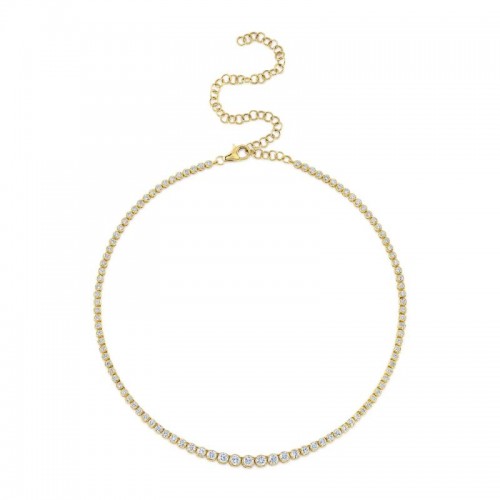 4.73Ct 14K Yellow Gold Diamond Crown Setting Tennis Necklace