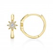 0.10Ct 14K Yellow Gold Diamond Starburst Huggie Earrings