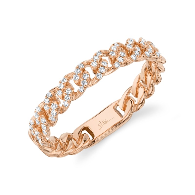0.14Ct 14K Rose Gold Diamond Link Lady's Band