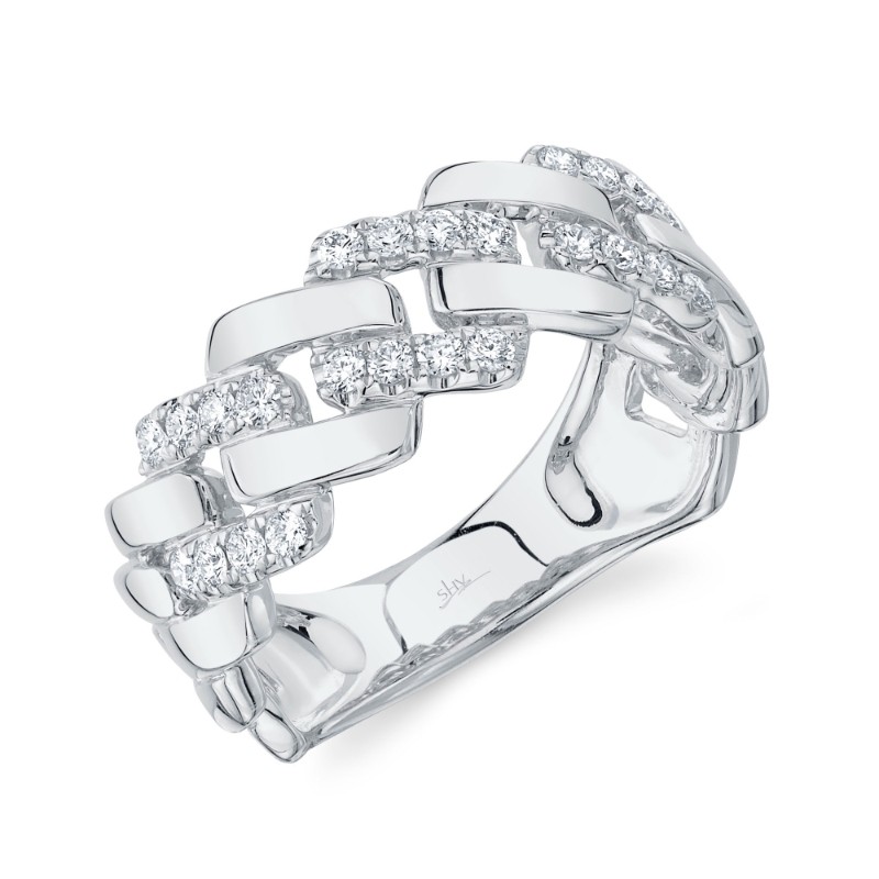 0.45Ct 14K White Gold Diamond Link Men's Ring
