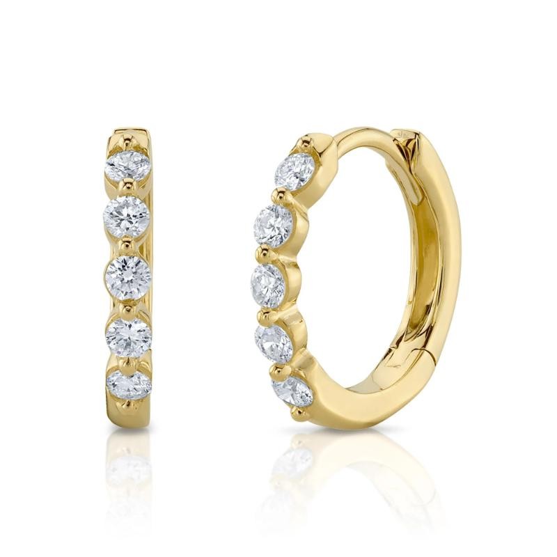 0.24Ct 14K Yellow Gold Diamond Huggie Earrings