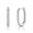 0.18Ct 14K White Gold Diamond Oval Hoop Earrings