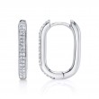 0.18Ct 14K White Gold Diamond Oval Hoop Earrings